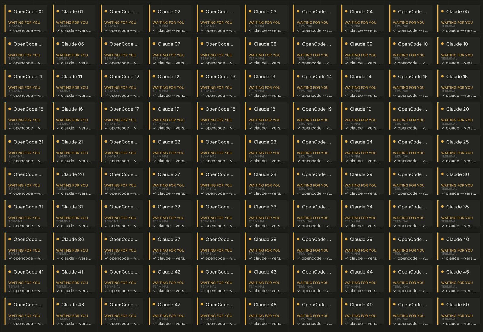 A hundred tiles at a glance.